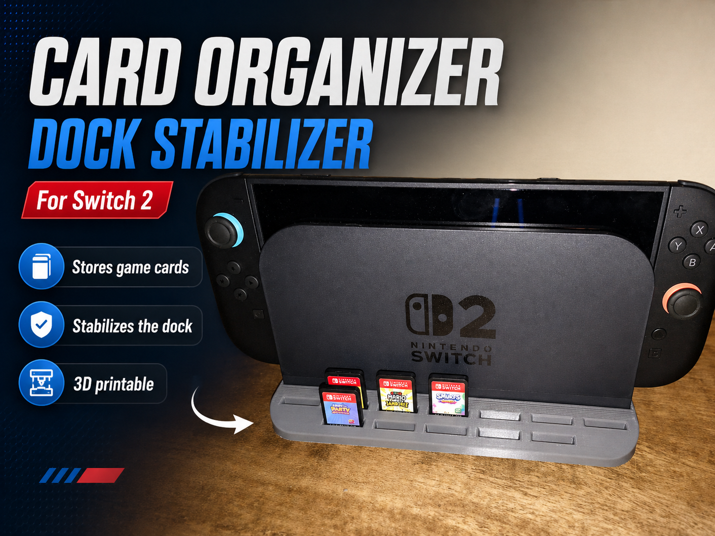 Nintendo Switch 2 Card Organizer + Dock stabilizer