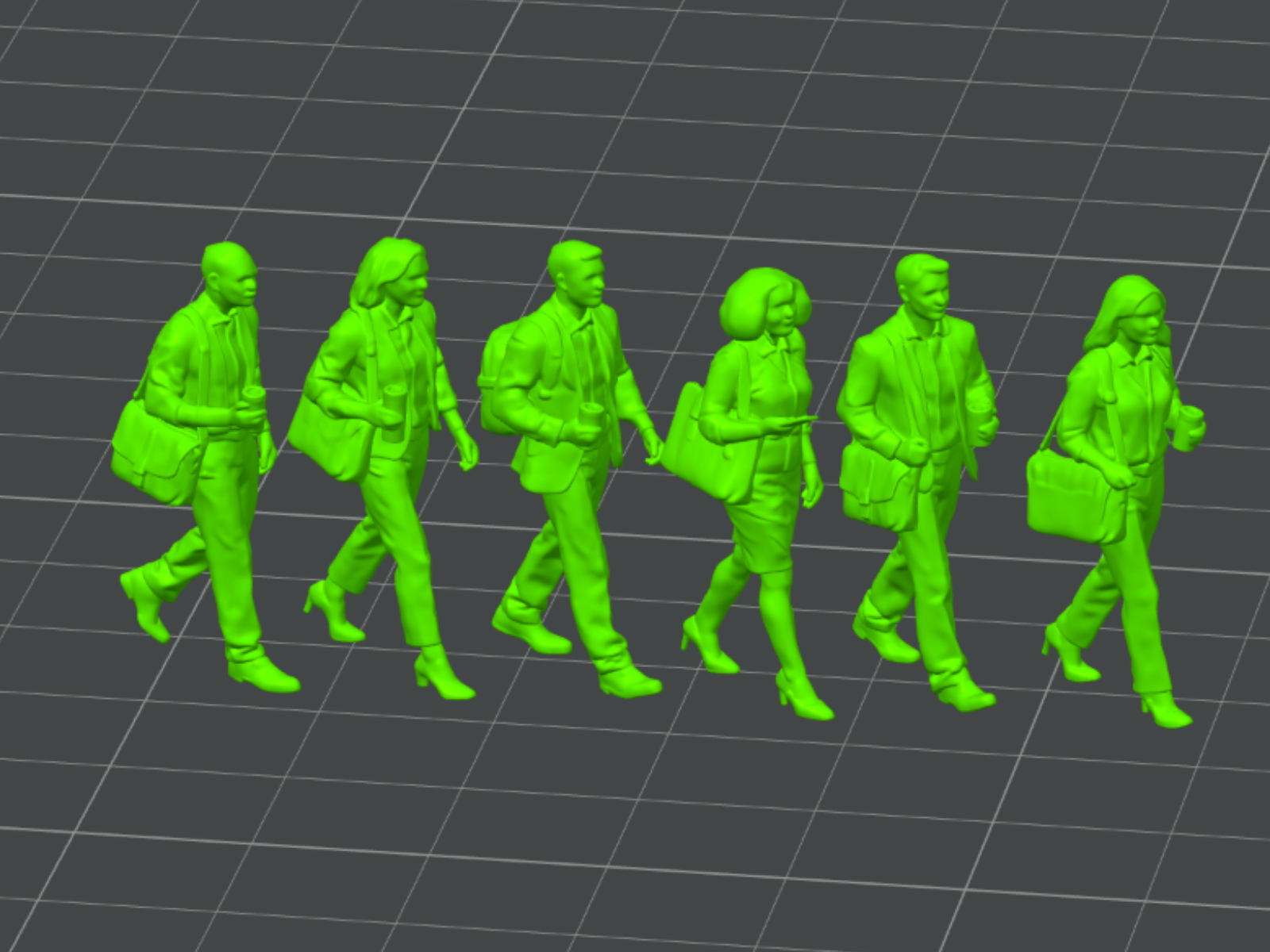 Commuters Walking to Work for Dioramas
