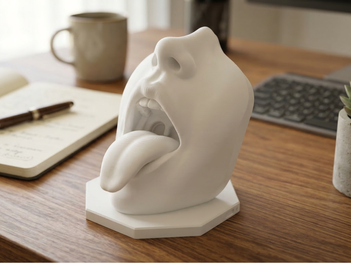 Sensual Tongue Bust – Surreal Expression Sculpture