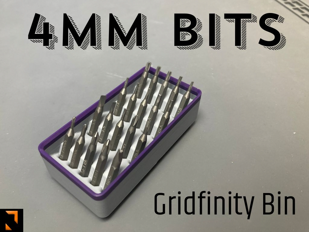 4mm Bits Gridfinity bin angled