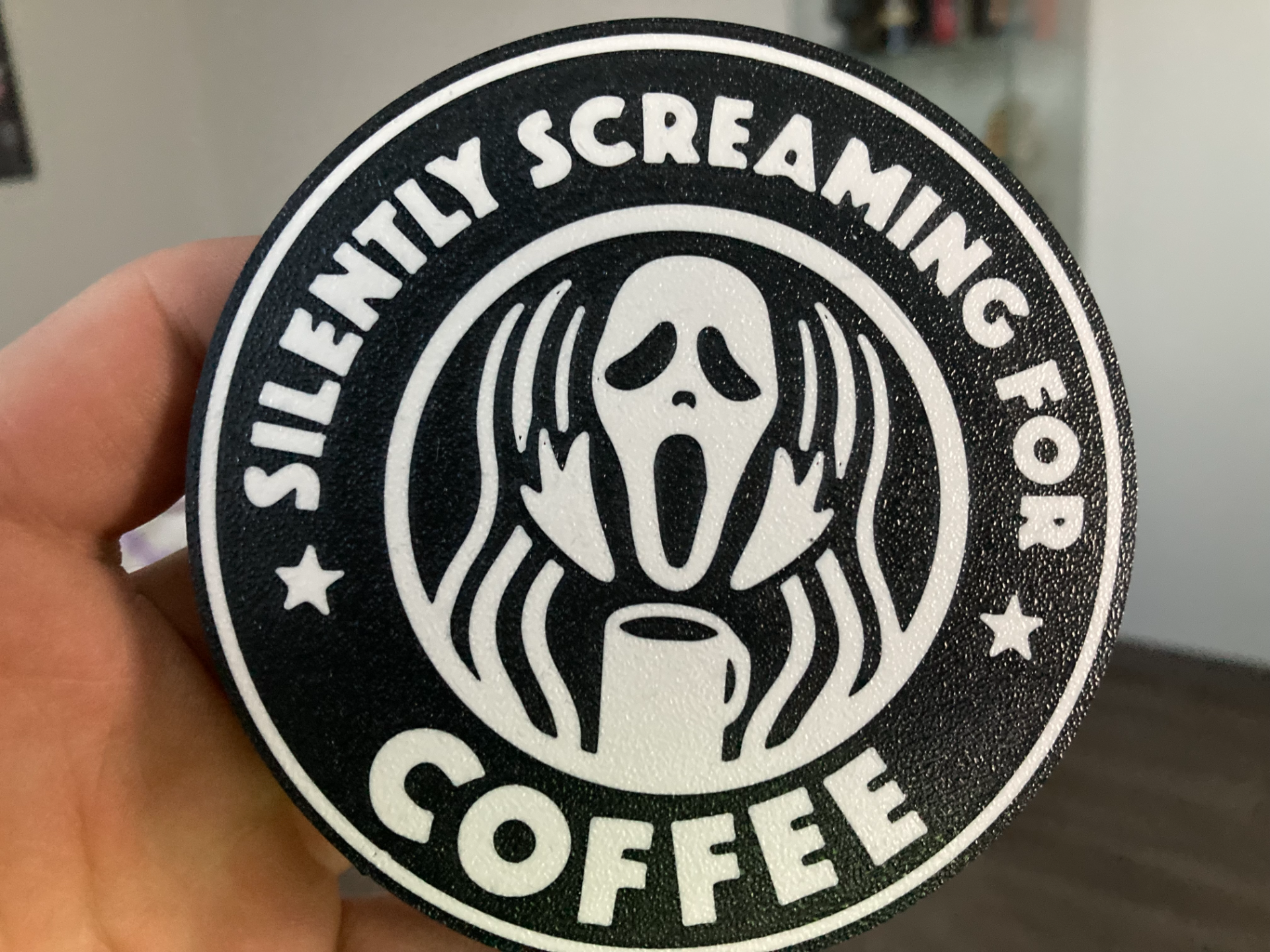 Screaming for coffee coaster