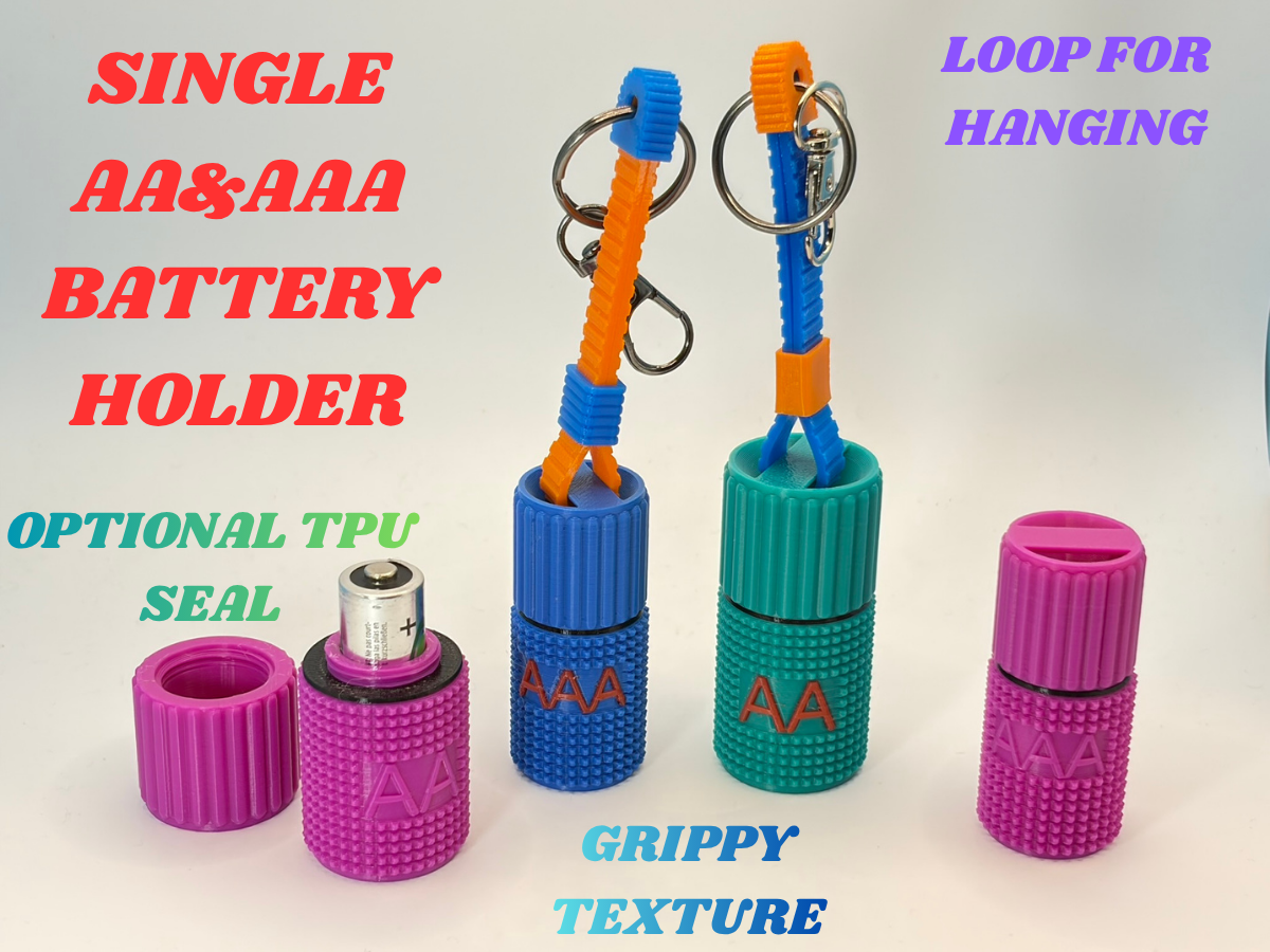 AA & AAA Screw-Top Battery Holders Rugged, Grippy