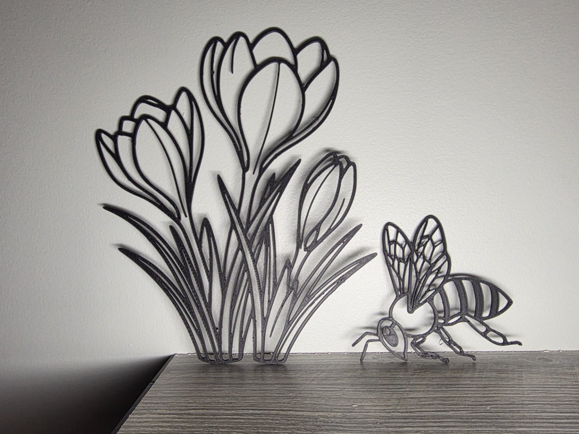Crocuses Flowers and Bee Wall Art Decor