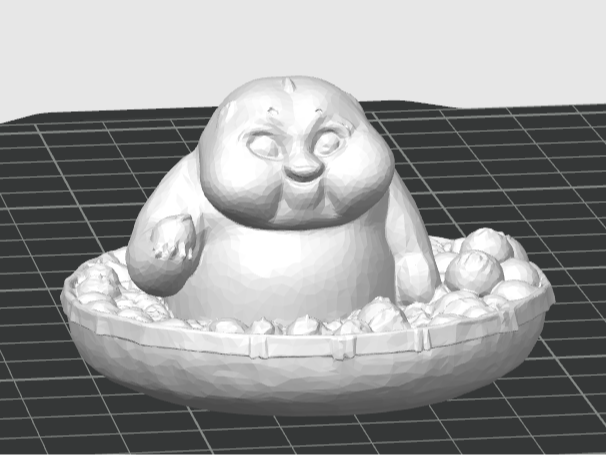 Panda eating dumplings / steamed buns