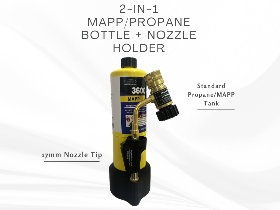 2-in-1 MAPP/Propane Bottle + Nozzle Holder