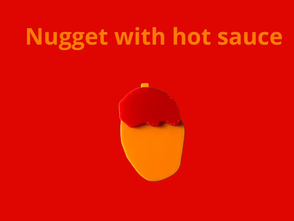 Nugget with hot sauce keychain