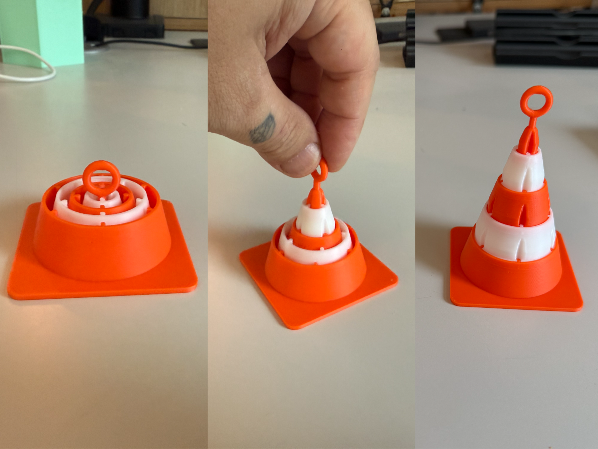 Trafic Cone Print in place