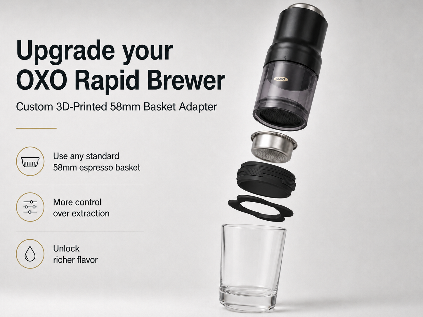 OXO Rapid Brewer 58mm Adapter | Coffee Bean Saver