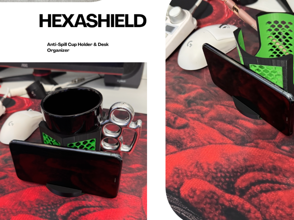 HEXASHIELD - Ambidextrous anti-spill cup holder