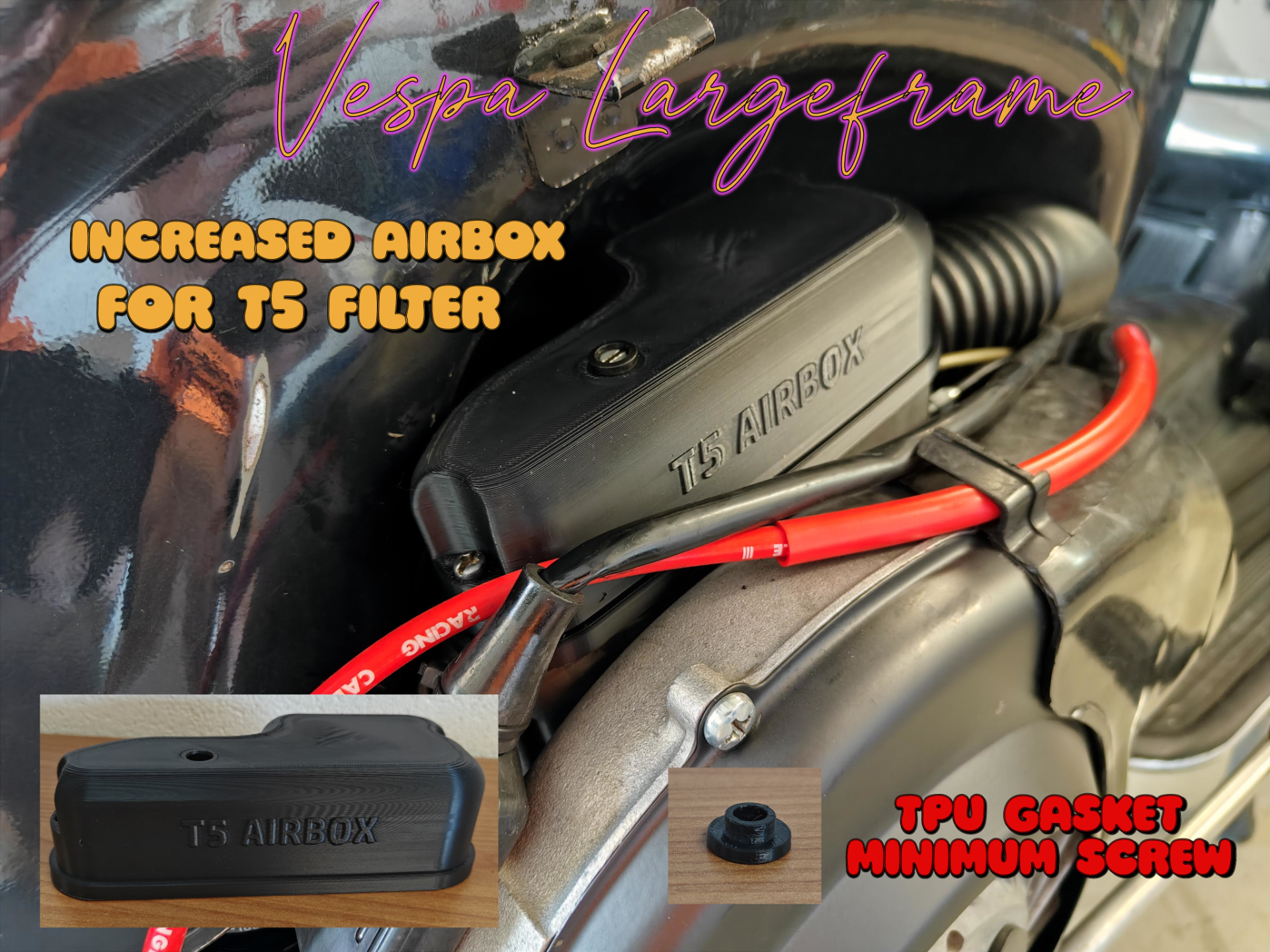 Vespa PX airbox enlarged for t5 filter