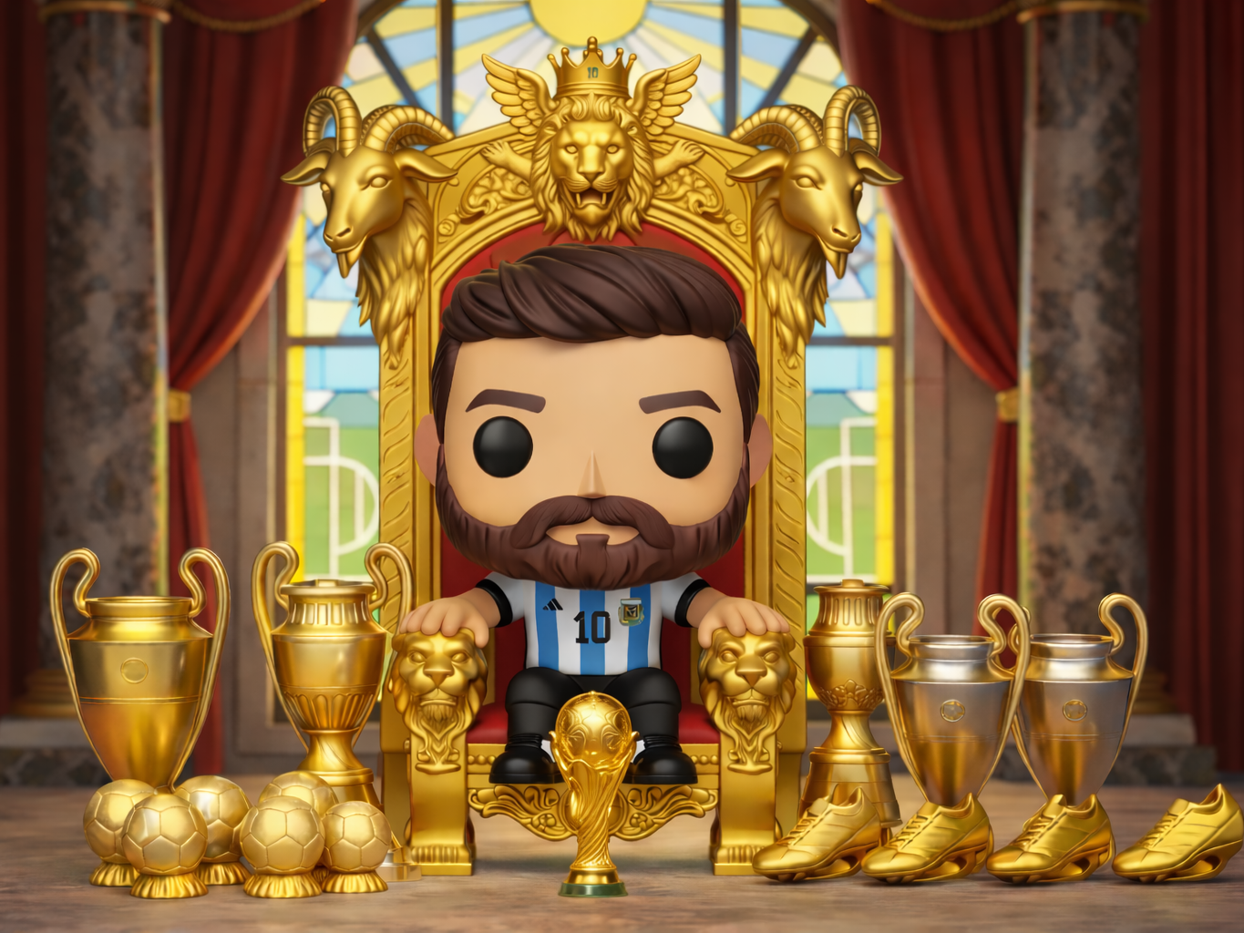 Messi GOAT with trophyes