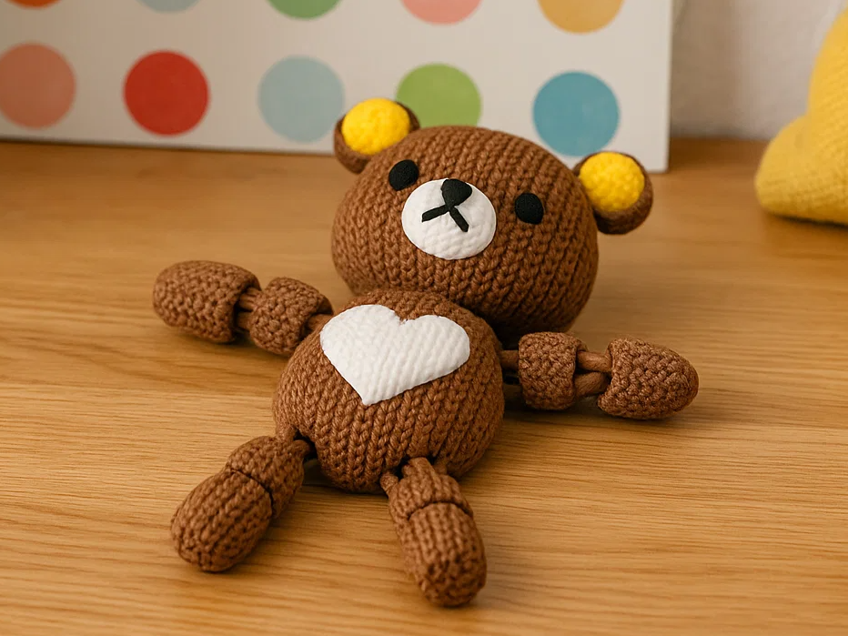 Articulated Knitted Rillakuma Bear – Cute Desk Toy