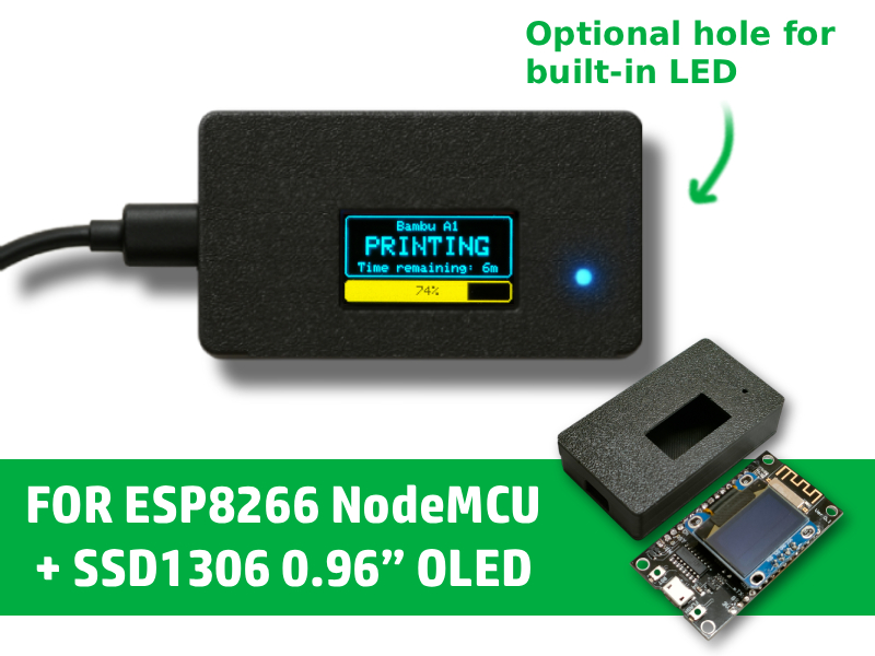 Compact NodeMCU ESP8266 + 0.96" OLED SSD1306 Case
