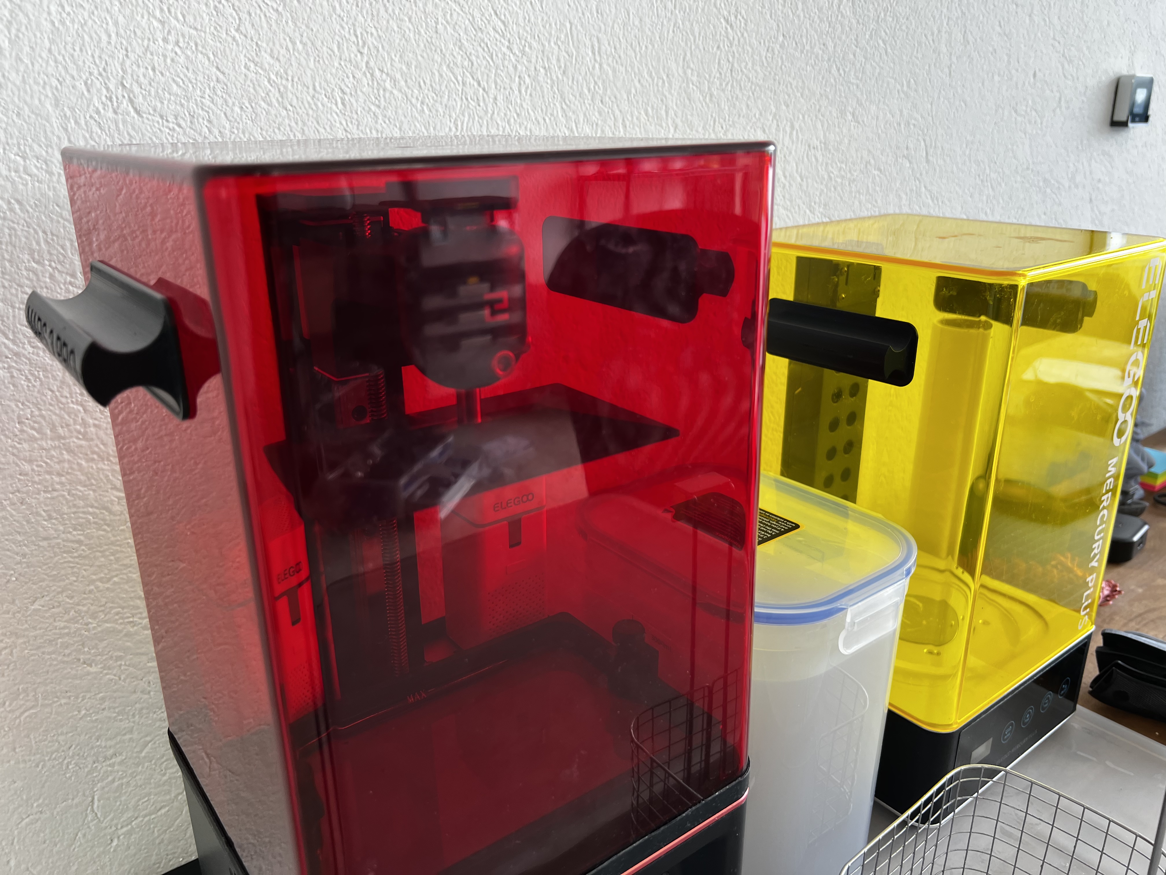 Handles for resin printer cover