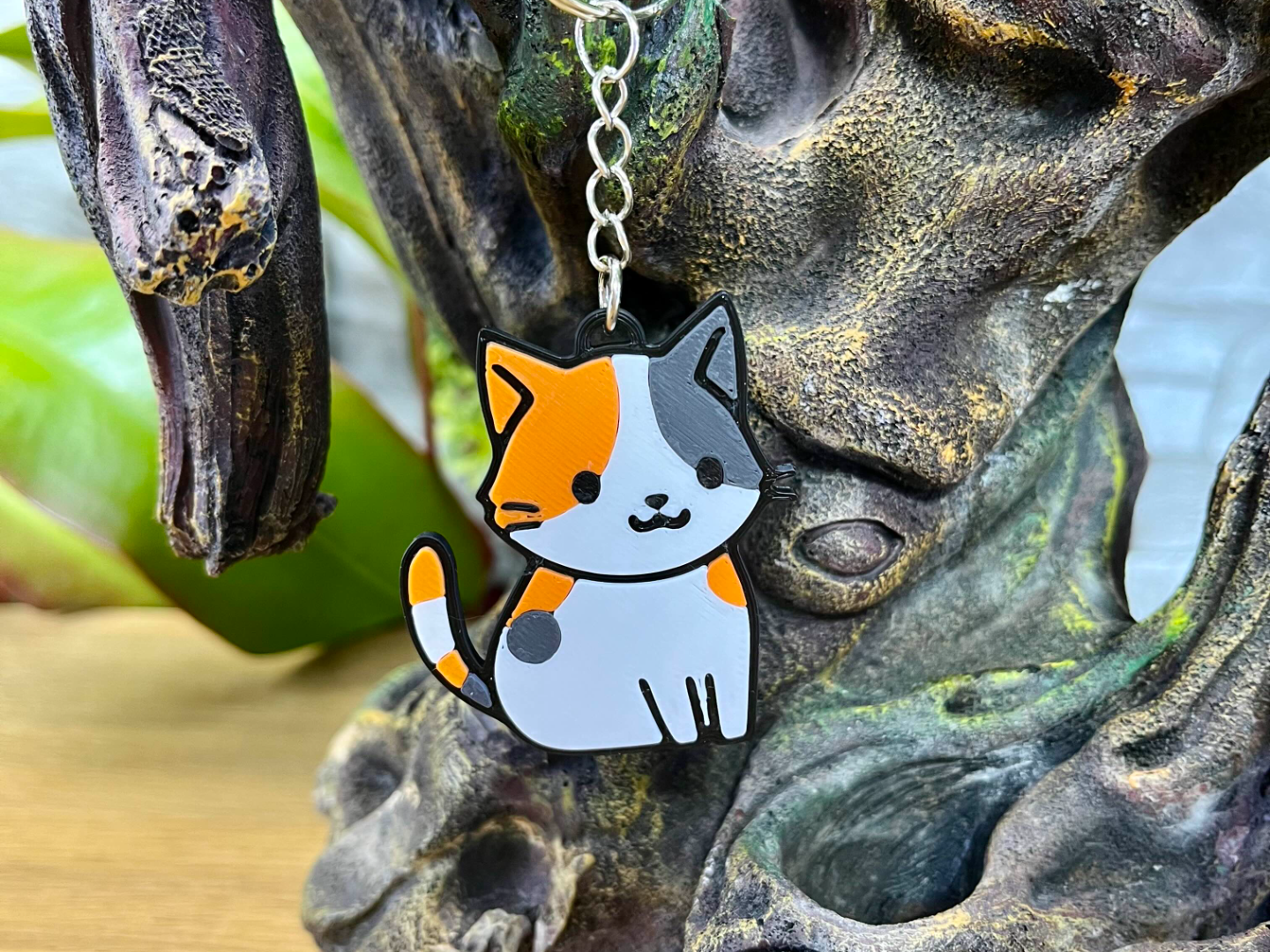 Cute Calico Cat Keychain