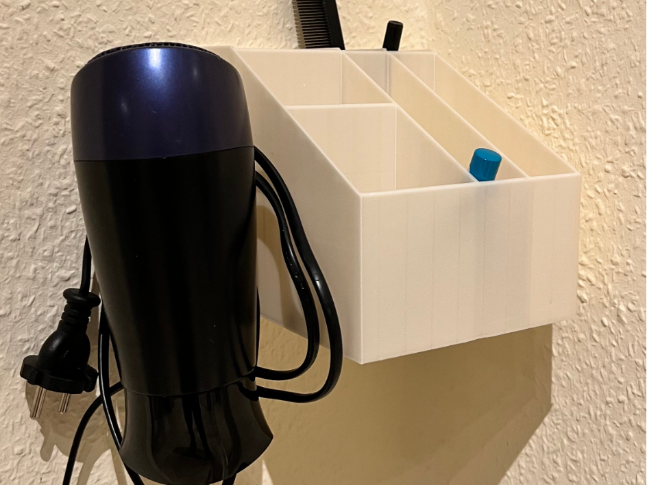 Cosmetic organizer with hair dryer holder