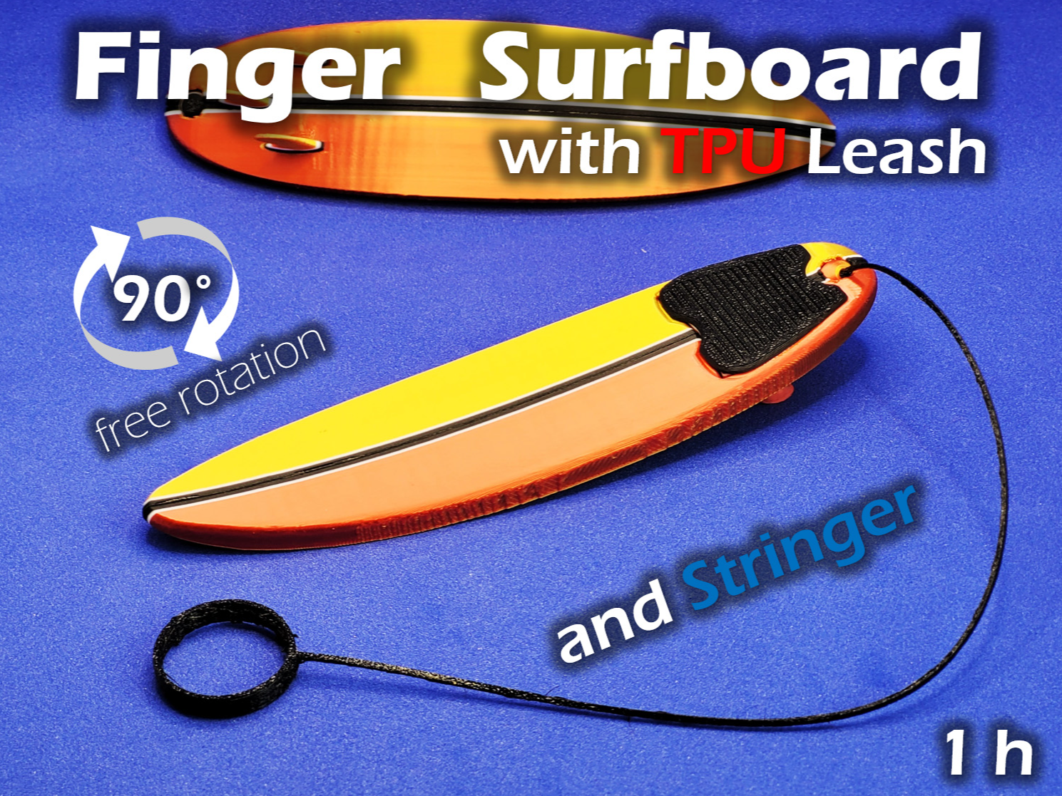 Finger Surfboard with TPU Leash (Stringer Edition)