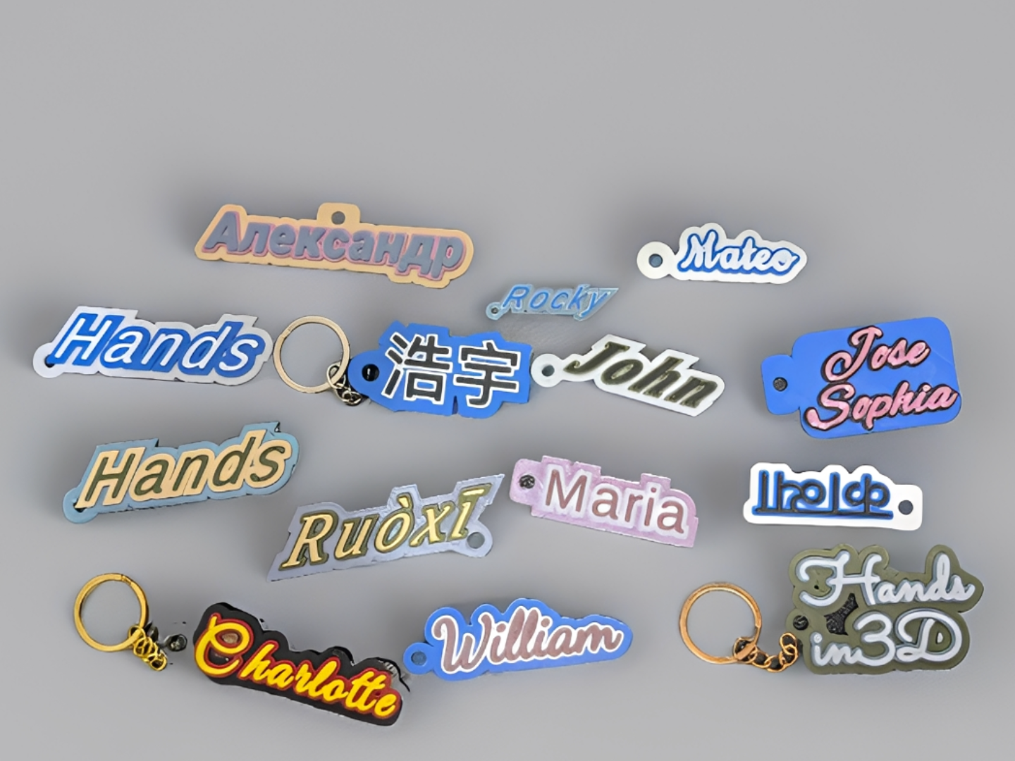Customizable 3D name, international, three colors