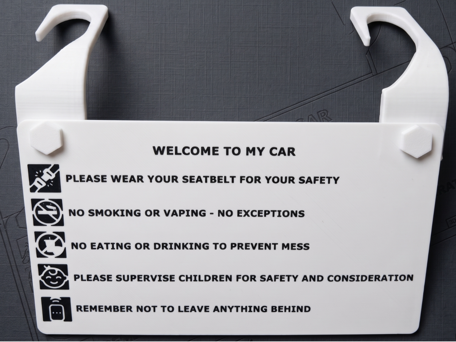 Taxi rules board / No food No drinks board