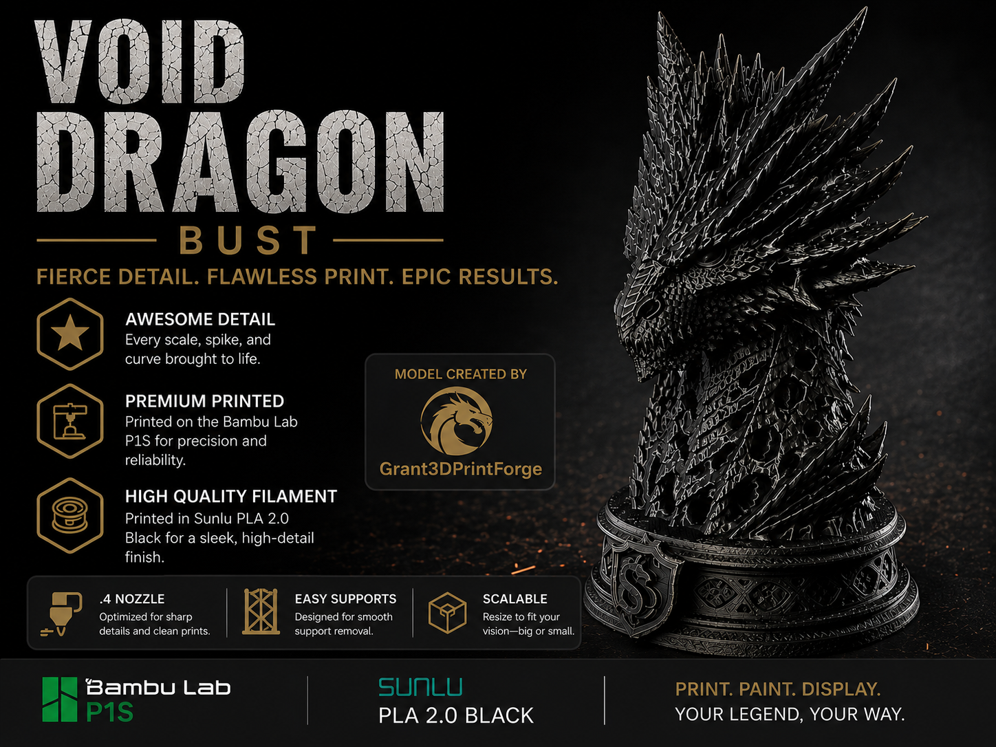 Void Dragon Bust - Fantasy Art