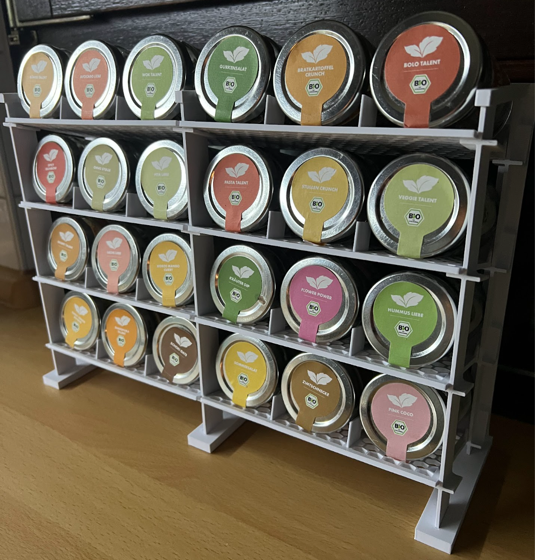 Modular Spice Rack for "Besser im Glas" spices