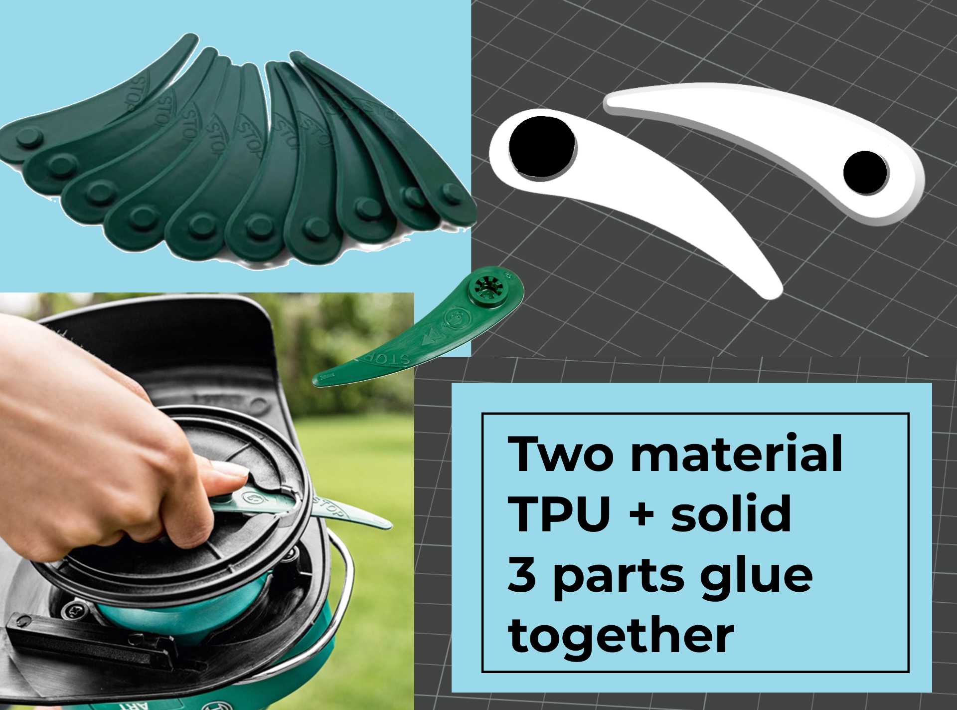 Bosch trimmer blade - 3 parts