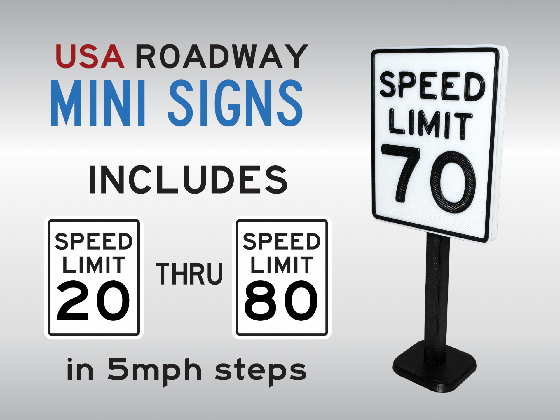 Speed Limits - US Road Mini Signs
