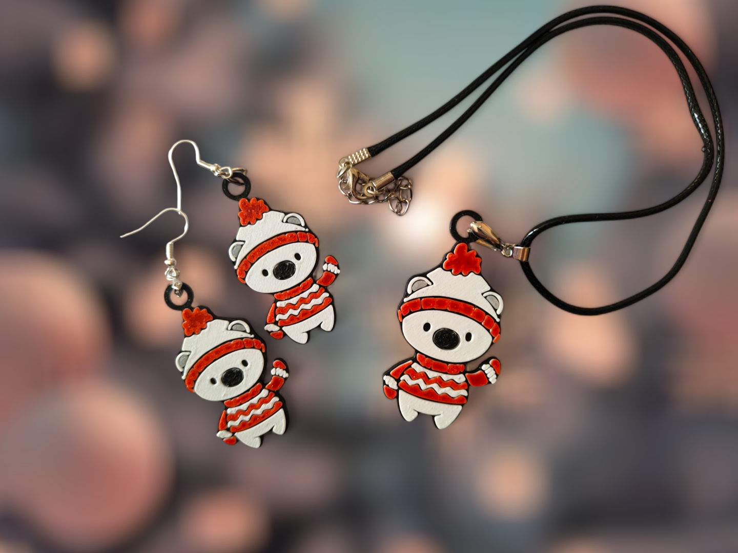 Cute Polar Bear - Earrings and Necklace