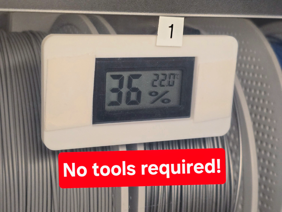 Rectangular Hygrometer Holder for Filament Drybox