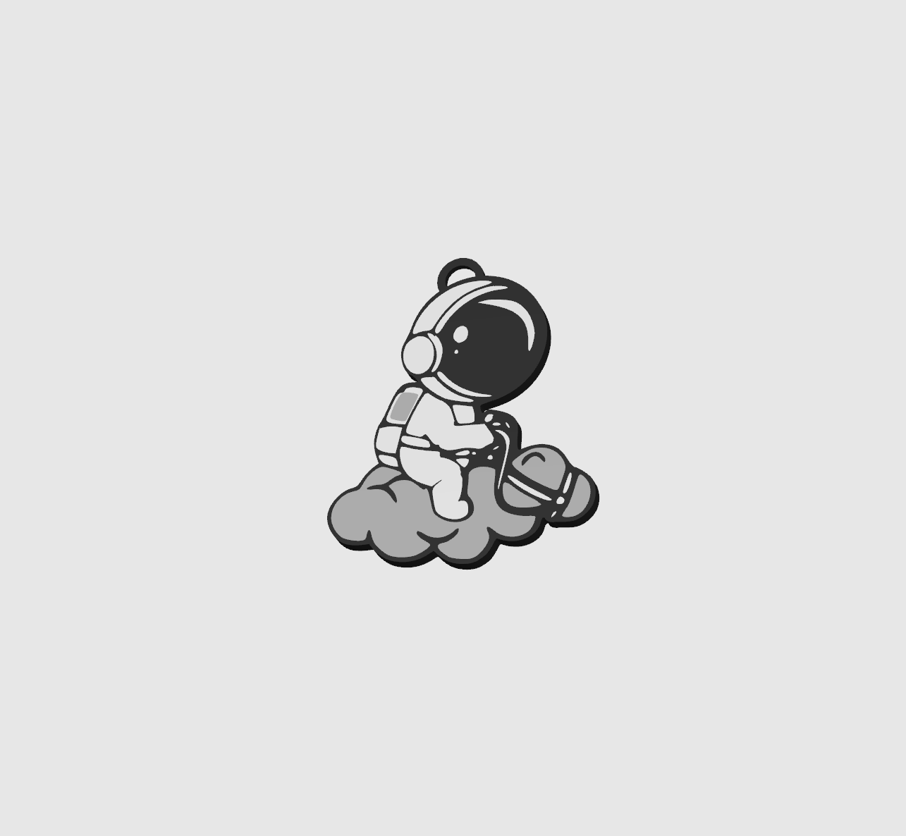 Astronaut Riding Cloud 2D Wall Art & Keychain