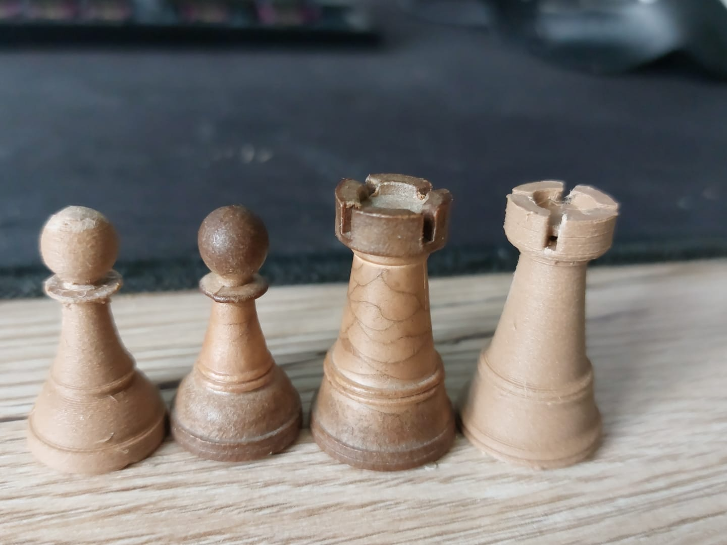 Chess pieces: Queen, Rook and Pawn