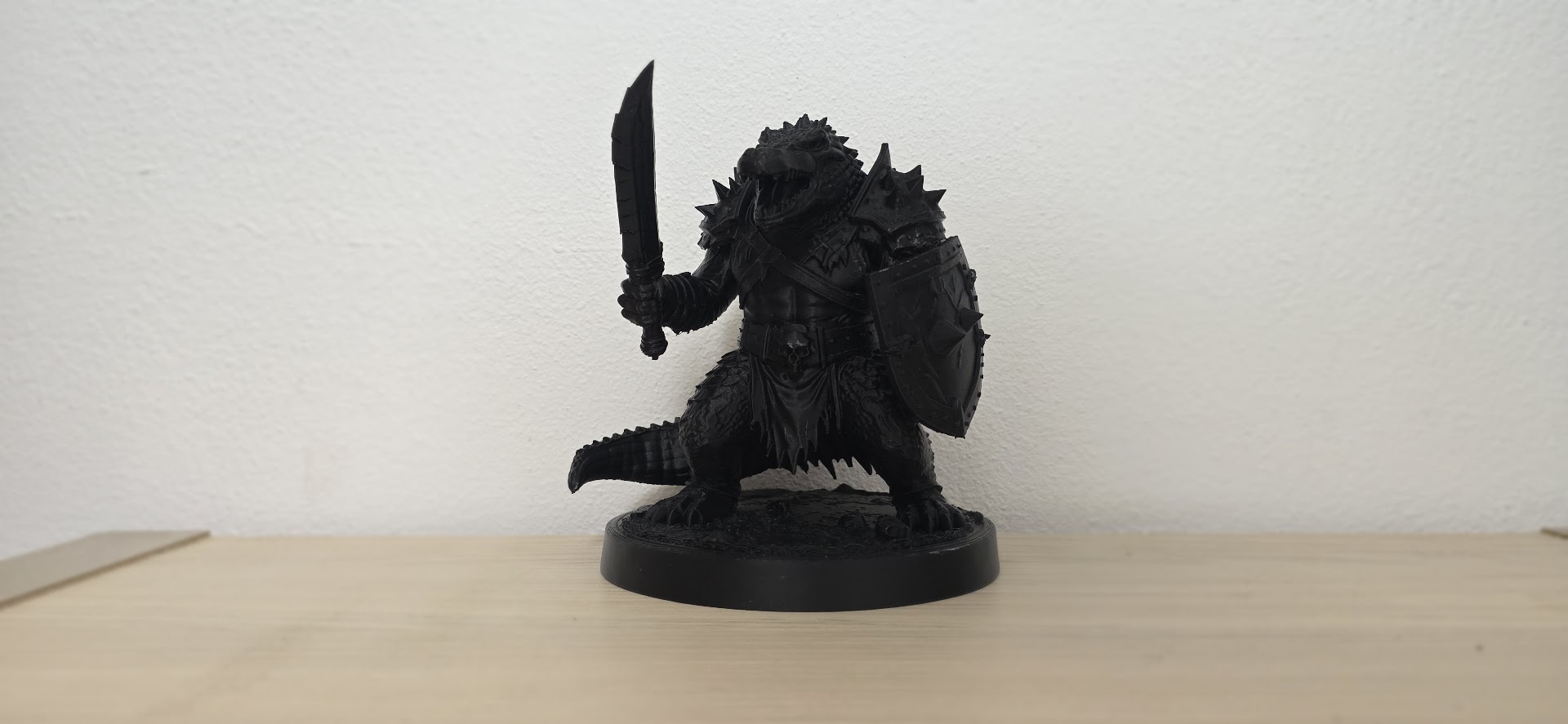 Black Croc-man Warrior with Sword and Shield