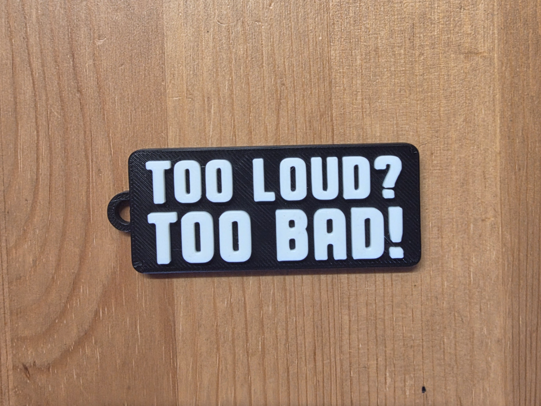 too loud too bad keyring