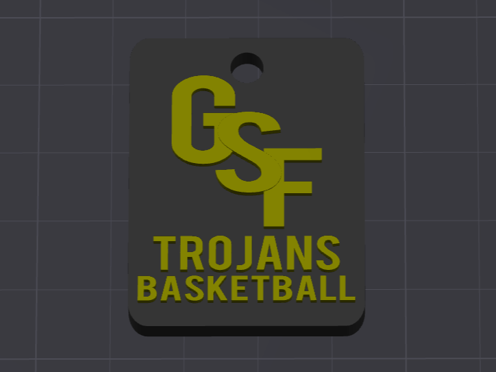 Green Sea Floyds Trojans Basketball Keychain