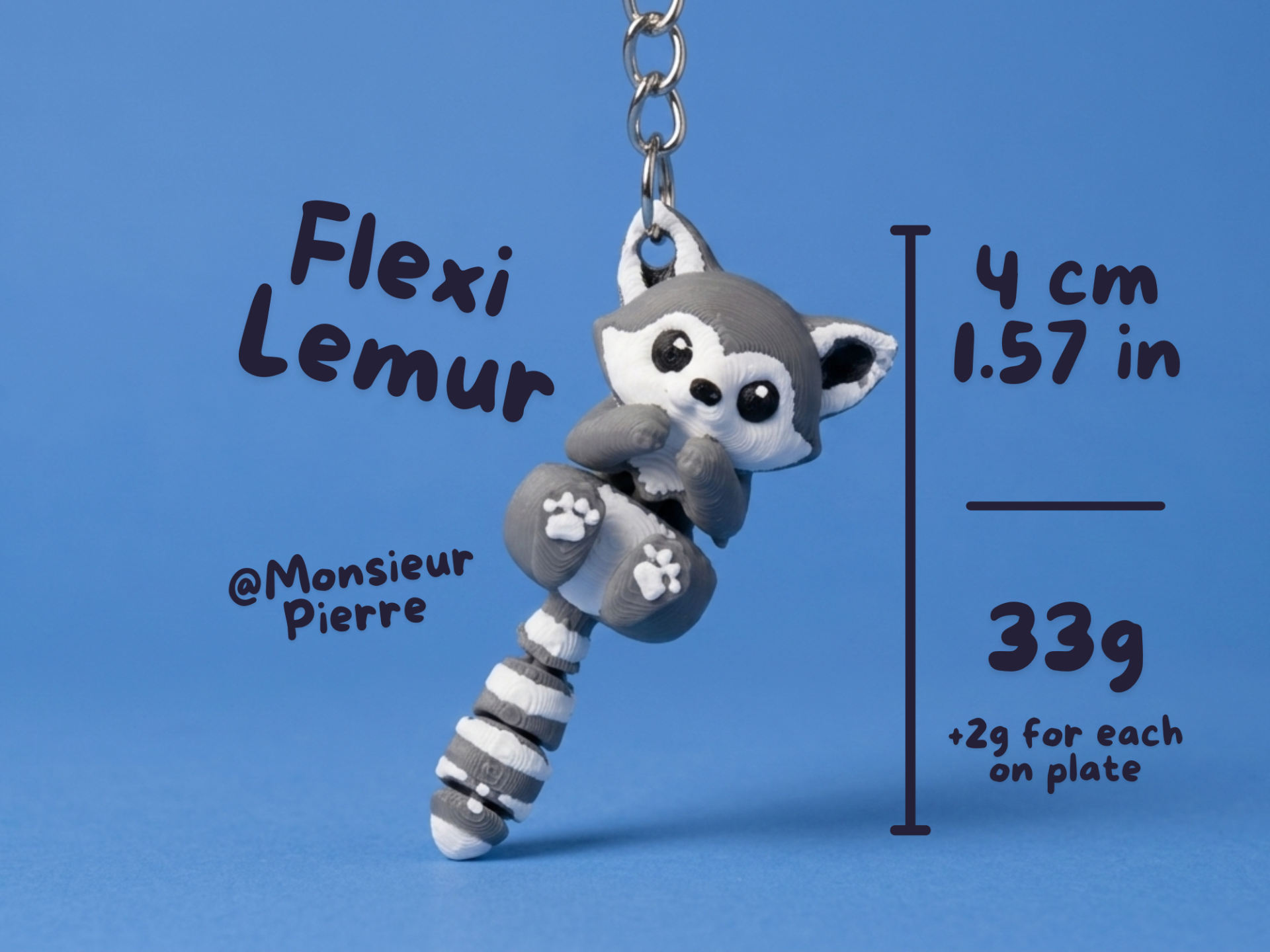 Flexi Lemur – Cute Articulated Keychain