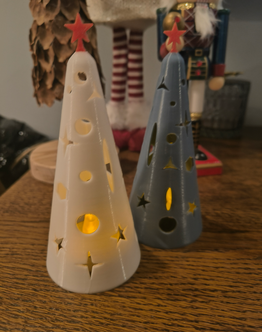 Christmas tree illuminated by tea lights