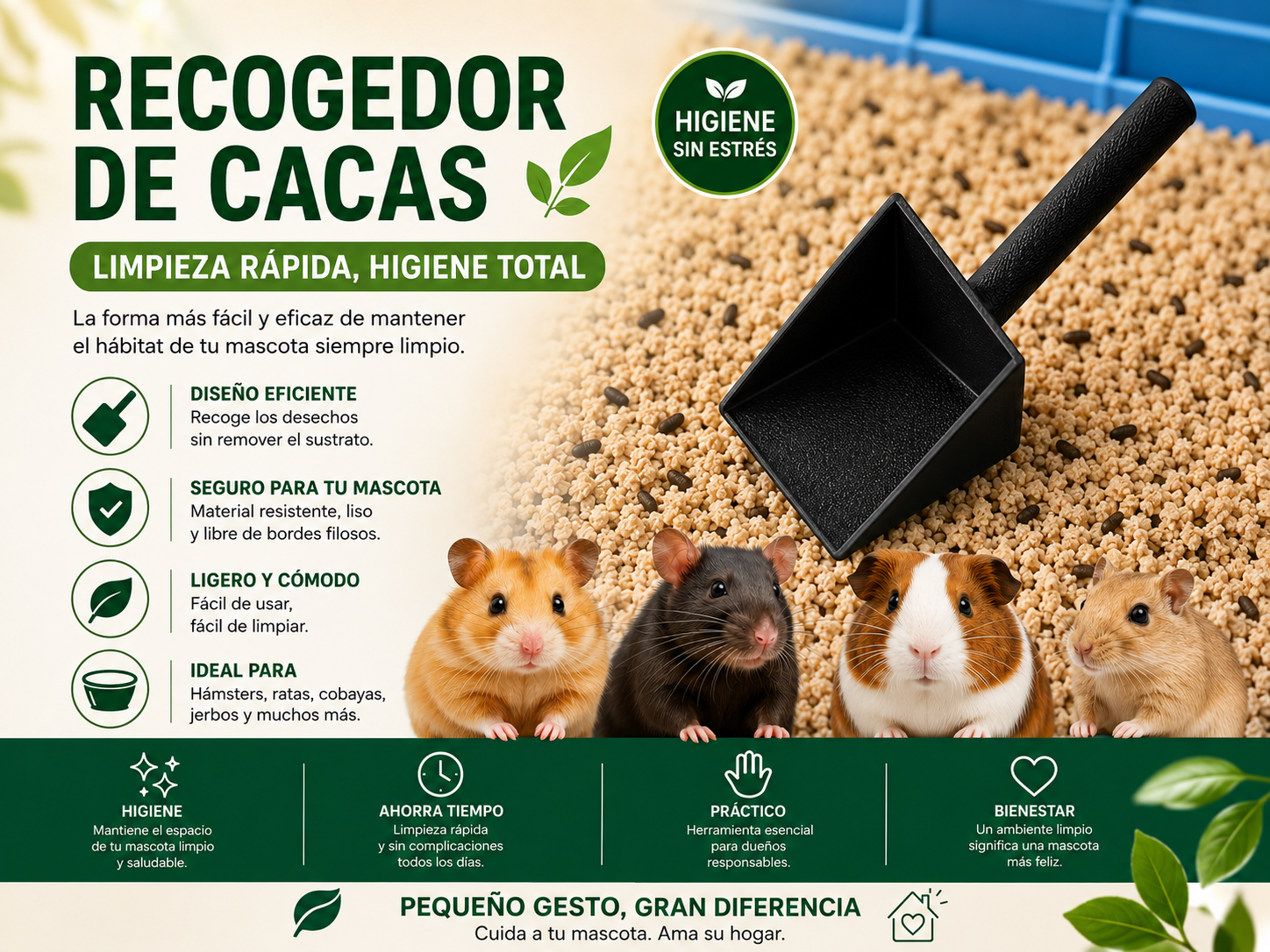 recogedor de cacas mini pala higiénica