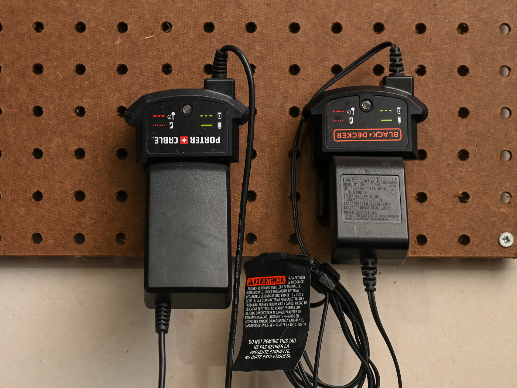 Battery Charger Peg Board Mount