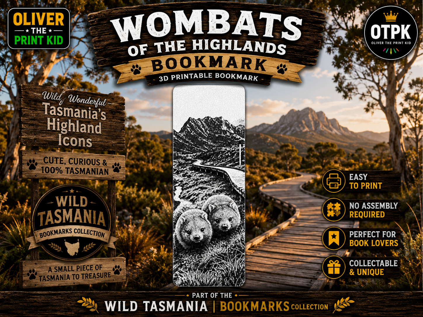 Wombats of the Highlands | Wild Tasmania Bookmark