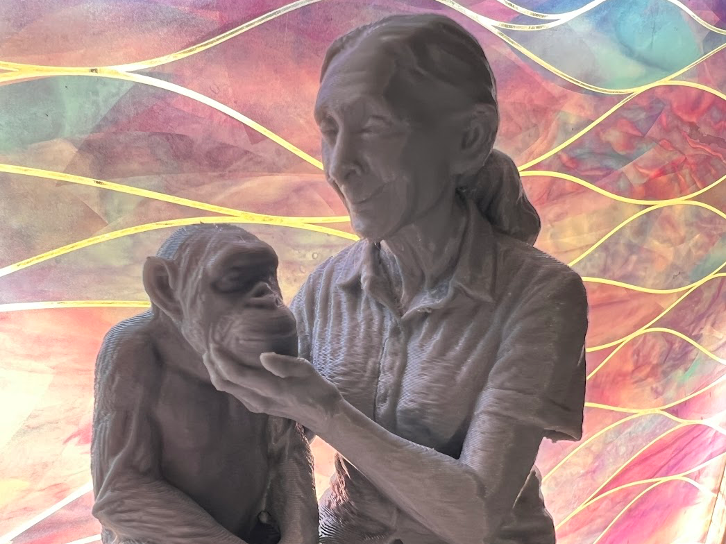Jane Goodall and Chimp Memorial Statue