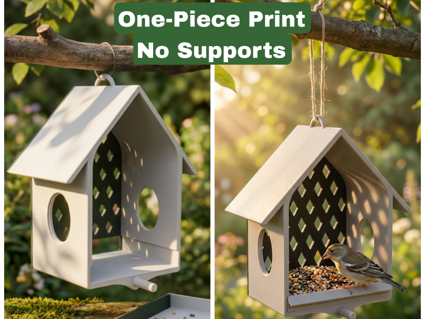 One-Piece Bird Feeder | No Supports | Easy Clean