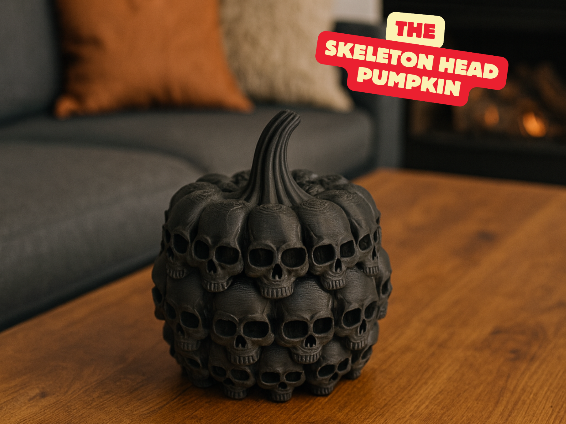 SKELETON HEAD PUMPKIN / HALLOWEEN DECOR