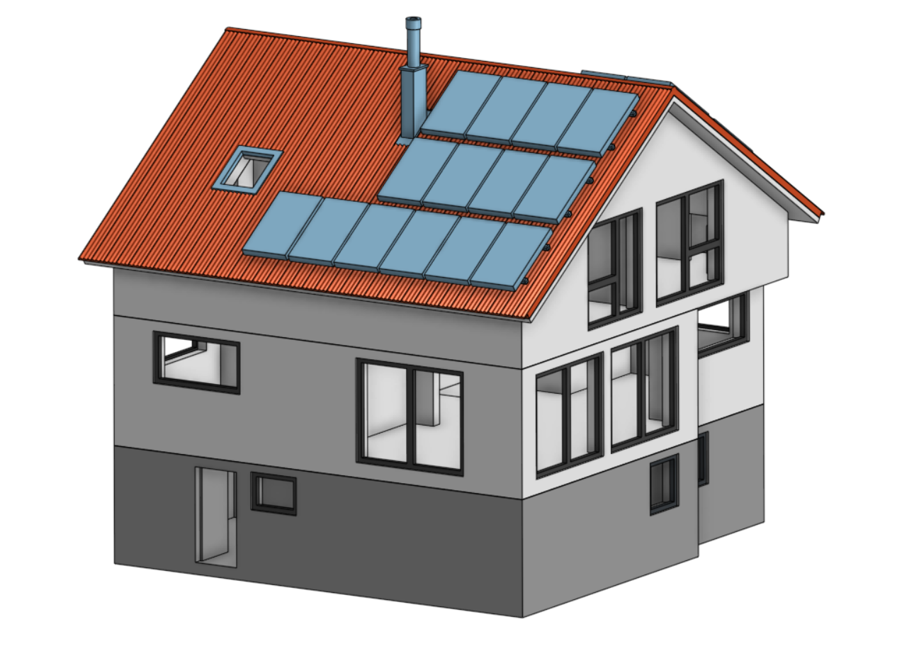 3D Model of Eco-Friendly House with Solar Panels