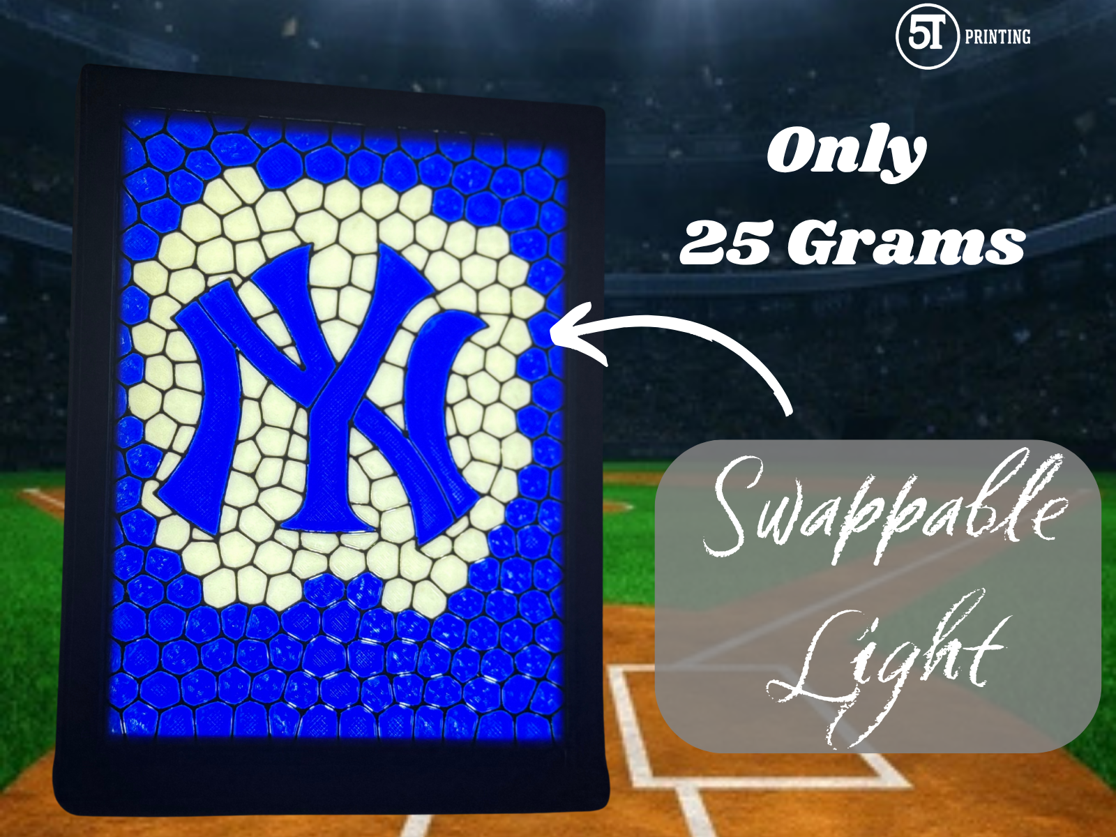 New York Yankees light (swappable glass)