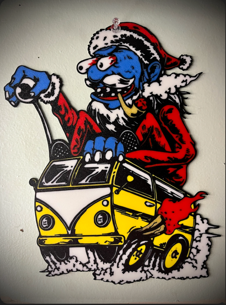 Microbus Santa monster WALL ART