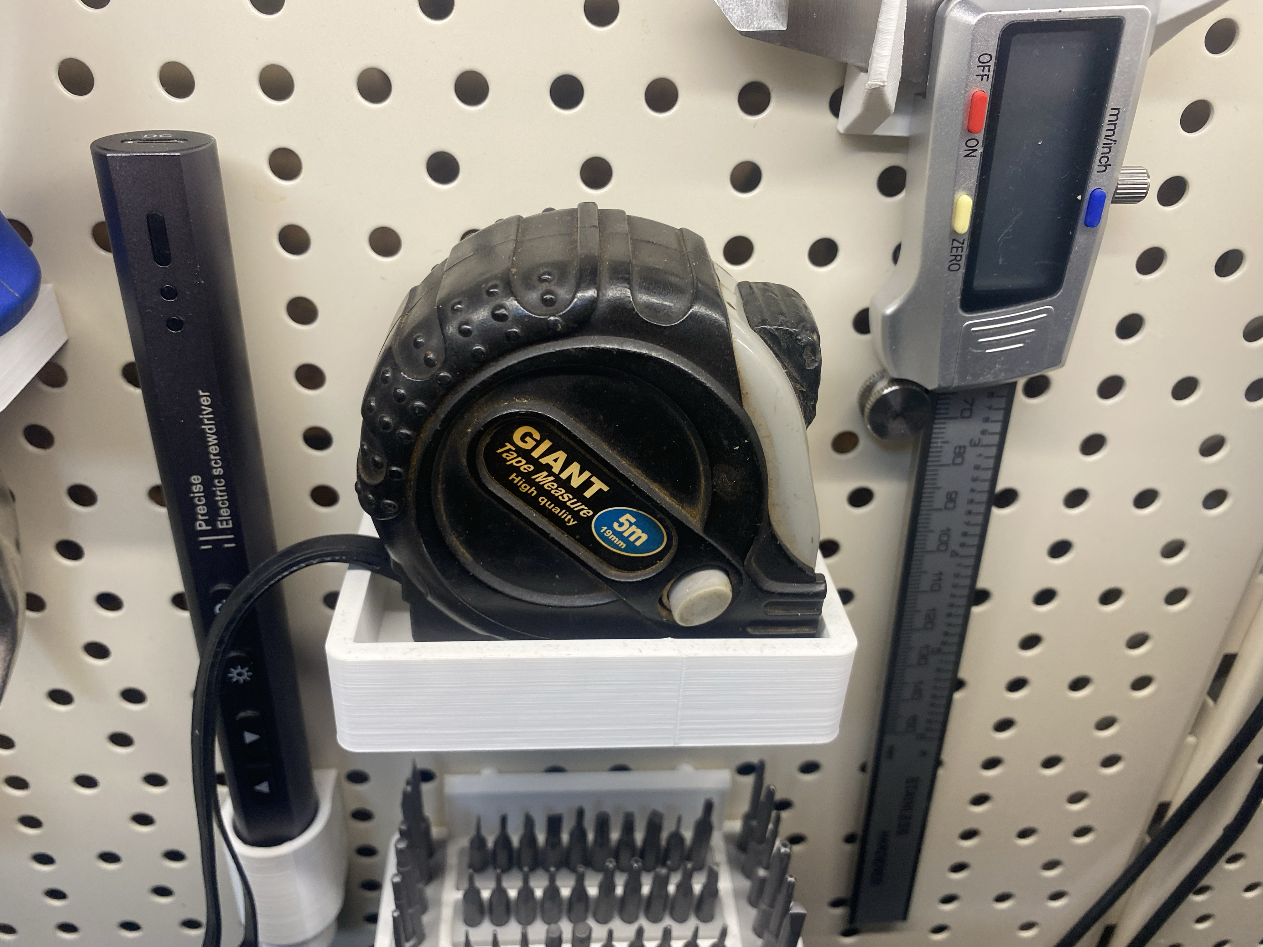 Pegboard Tray Organizer Measuring Tape Holder