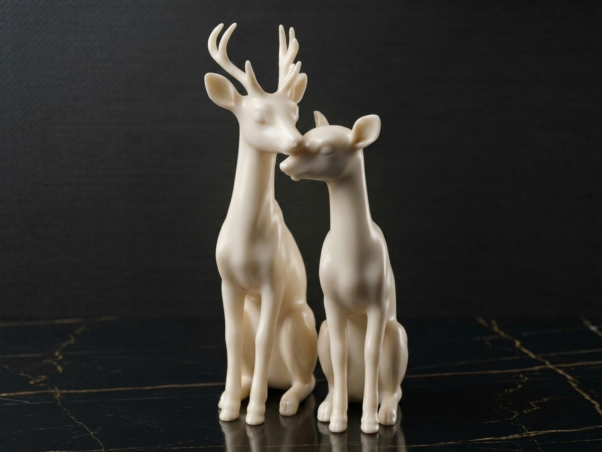 Minimalist Deer Couple Sculpture - Modern Decor