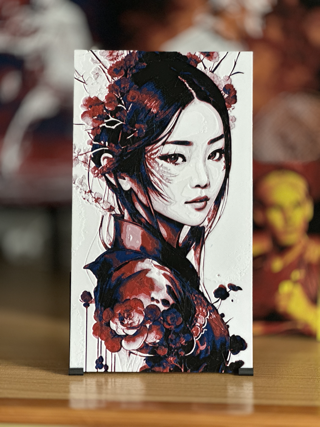 Japanese girl and flowers HueForge art