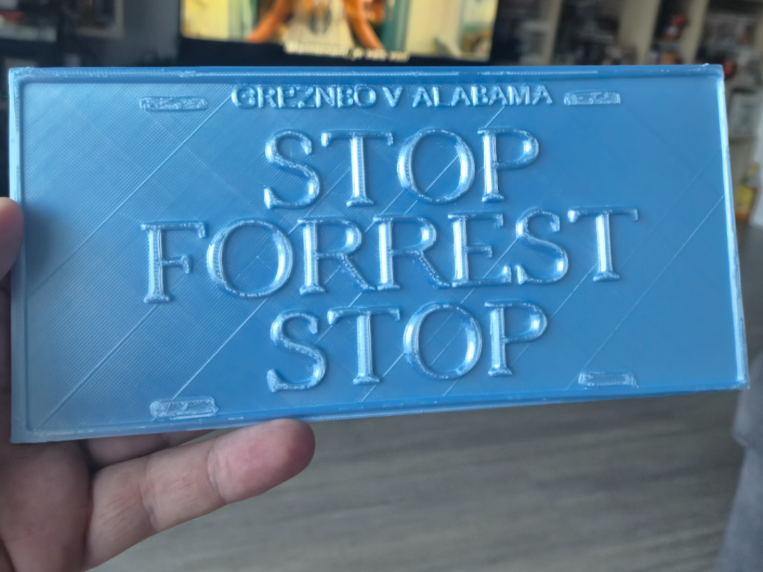 Stop Forrest Gump plate