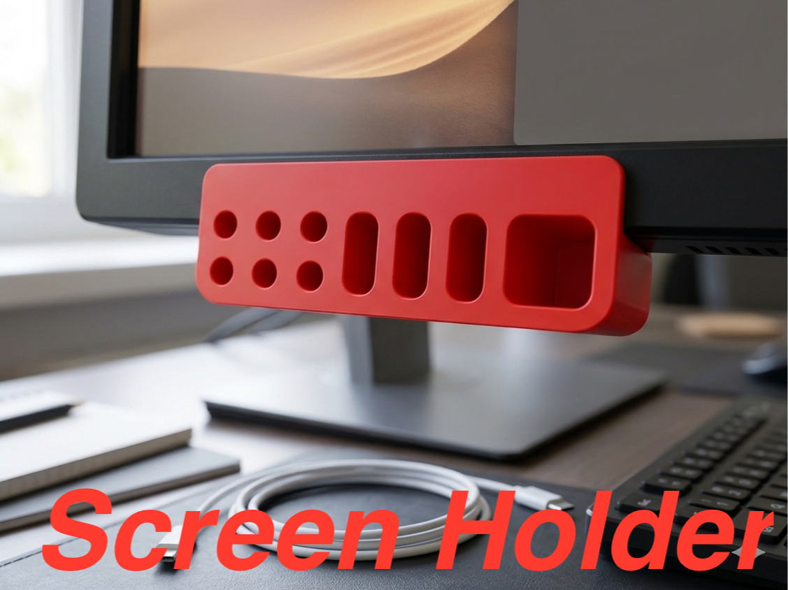 Minimalist Monitor Pen Holder Desk Organizer STL